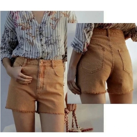 Pilcro Anthropologie Burnt Orange Cut Off Denim Shorts - Picture 1 of 9